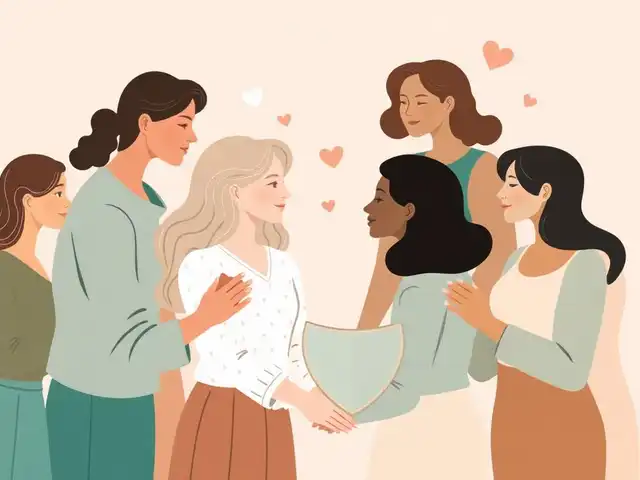 Mulheres diversas unidas em rede de apoio e proteção